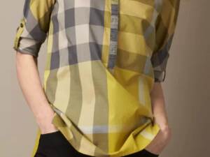 Camisa Xadrez Amarela Fem. Burberry