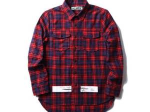 Camisa manga longa xadrez Off White