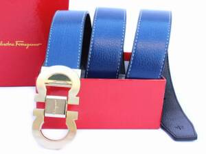 Cinto Azul de Couro Salvatore Ferragamo