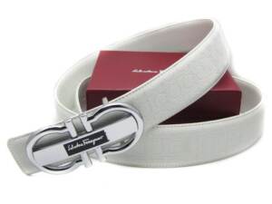 Cinto de Couro Branco Salvatore Ferragamo