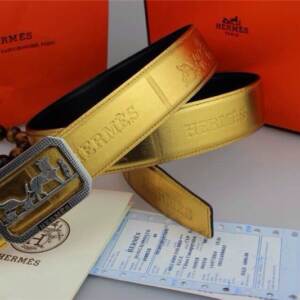 Cinto de Couro Dourado Hermes