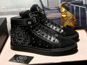 Philipp Plein Tênis cano alto preto Philipp Plein