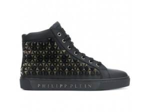 Philipp Plein tênis de couro com tachas