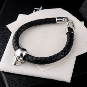 Pulseira de couro caveira Alexander MCQueen