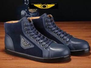 Tênis de Couro Cano Alto Emporio Armani